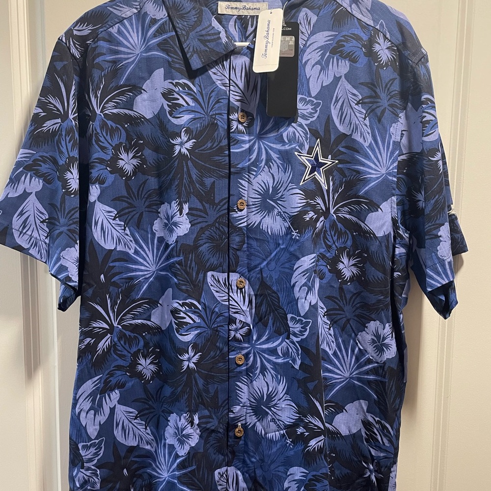 Tommy Bahama Dallas Cowboys Blue and Black Floral Shirt